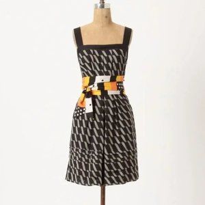 Anthropologie Maeve Dessau Black Tiered Linen Dress